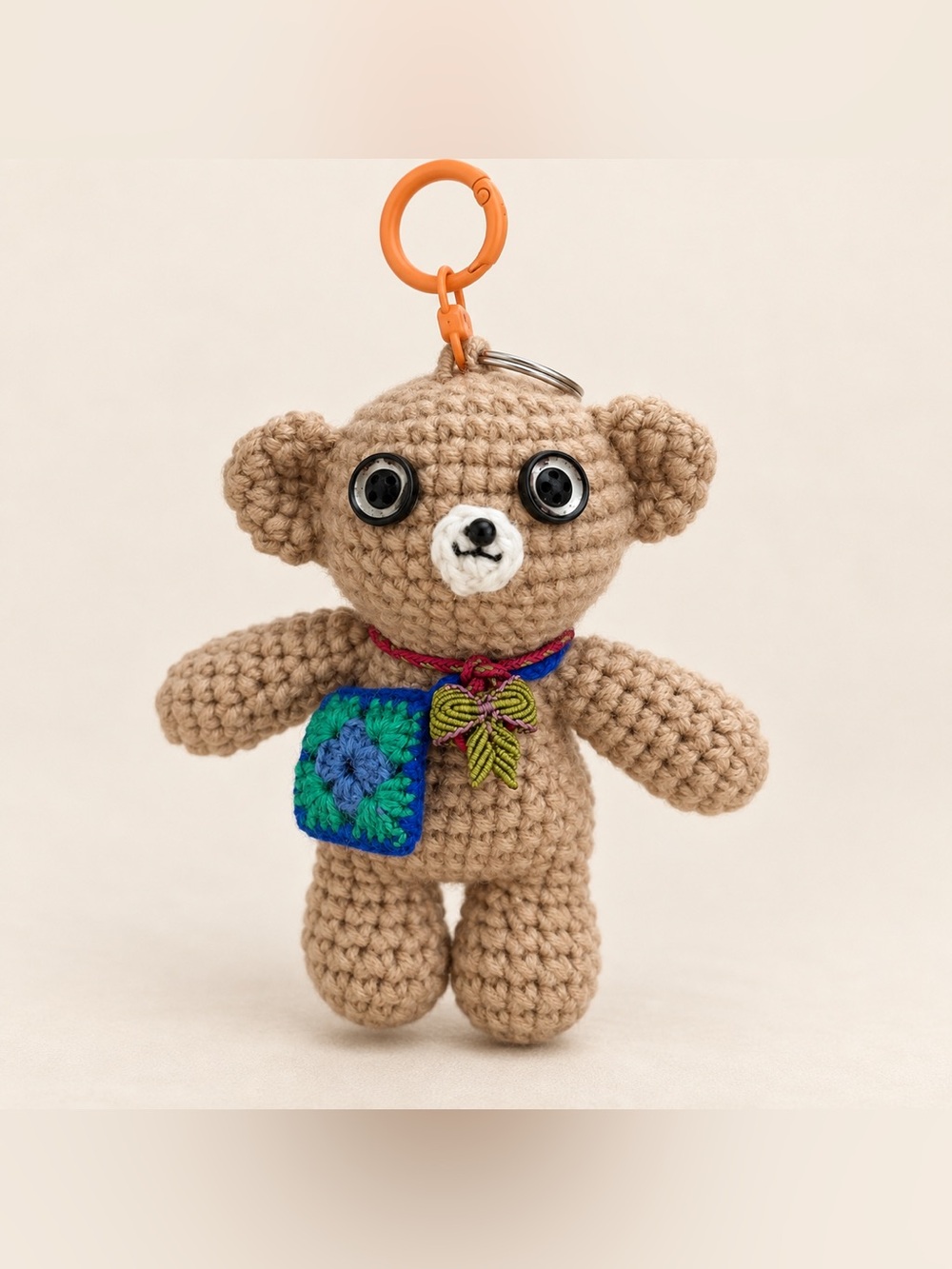 Handmade Crochet Teddy Bear Keychain Bag Charm Cute Mini Bear Purse Charm